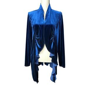 Grace Elements Velvet Jacket in Blue Long in Back Sides Shorter in Front Size M